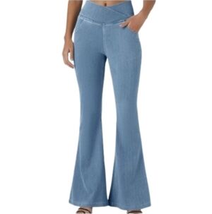 Halara High-Rise Flex Crossover Pocket Stretchy Pull-On Flared Jeans